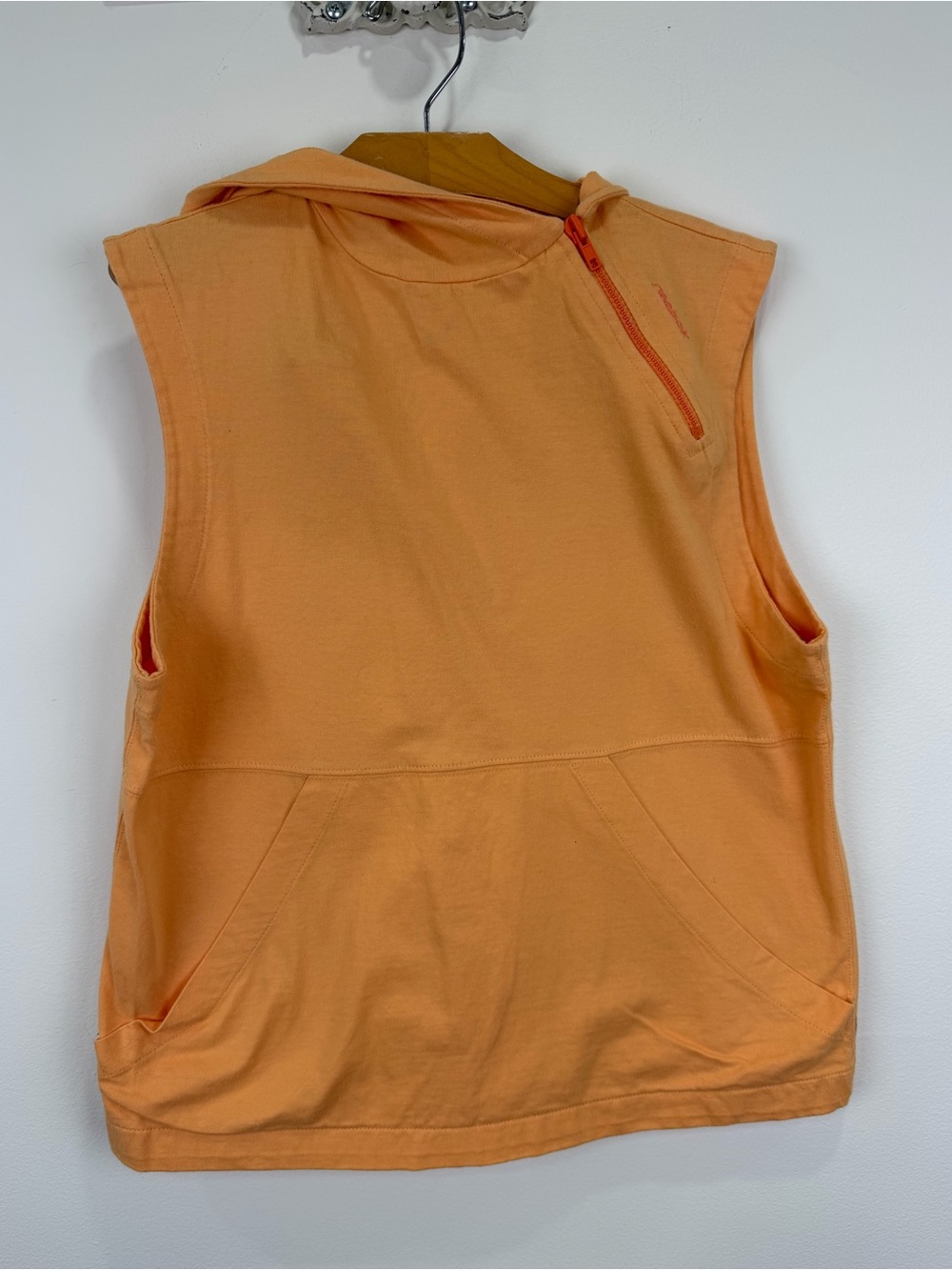 Reebok Y2K Sleeveless Zip Hoodie Tank Top Orange Size L